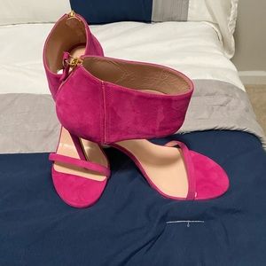 New Hot Pink Suede Sandals